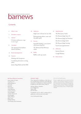 Barnewsthe JOURNAL of the NSW BAR ASSOCIATION | AUTUMN 2015