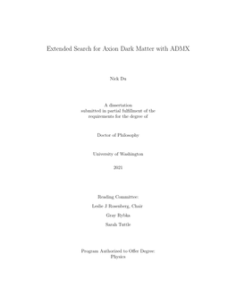 Extended Search for Axion Dark Matter with ADMX