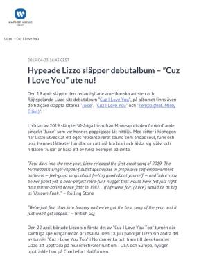 Hypeade Lizzo Släpper Debutalbum – ”Cuz I Love You” Ute Nu!