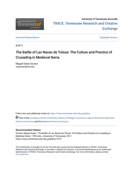 The Battle of Las Navas De Tolosa: the Culture and Practice of Crusading in Medieval Iberia