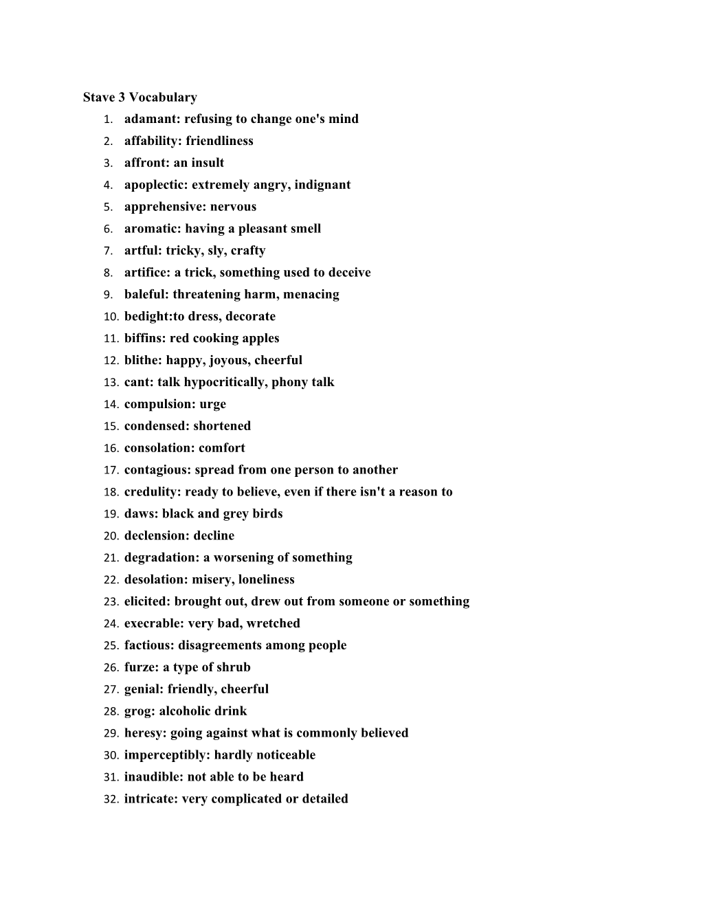 Stave 3 Vocabulary