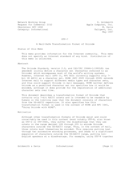 RFC 2152 UTF-7 May 1997
