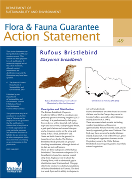 Rufous Bristlebird Version Has Been Prepared for Web Publication