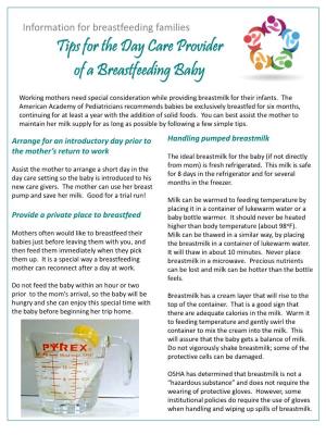 Tips for the Day Care Provider of a Breastfeeding Baby