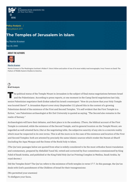 The Temples of Jerusalem in Islam | the Washington Institute