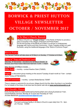 Borwick & Priest Hutton Village Newsletter