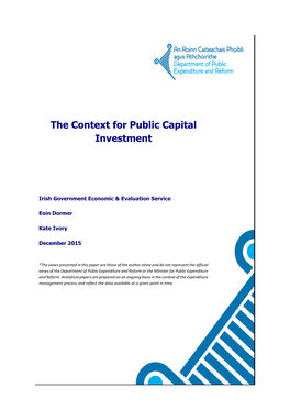 The Context for Public Capital Investment