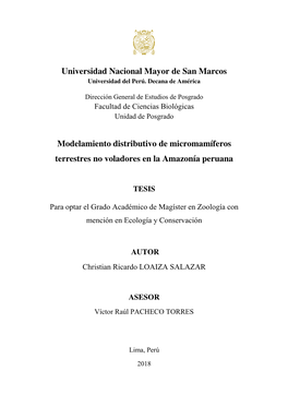 Universidad Nacional Mayor De San Marcos Modelamiento Distributivo