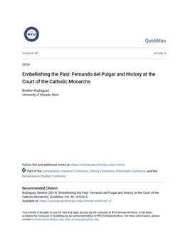 Fernando Del Pulgar and History at the Court of the Catholic Monarchs
