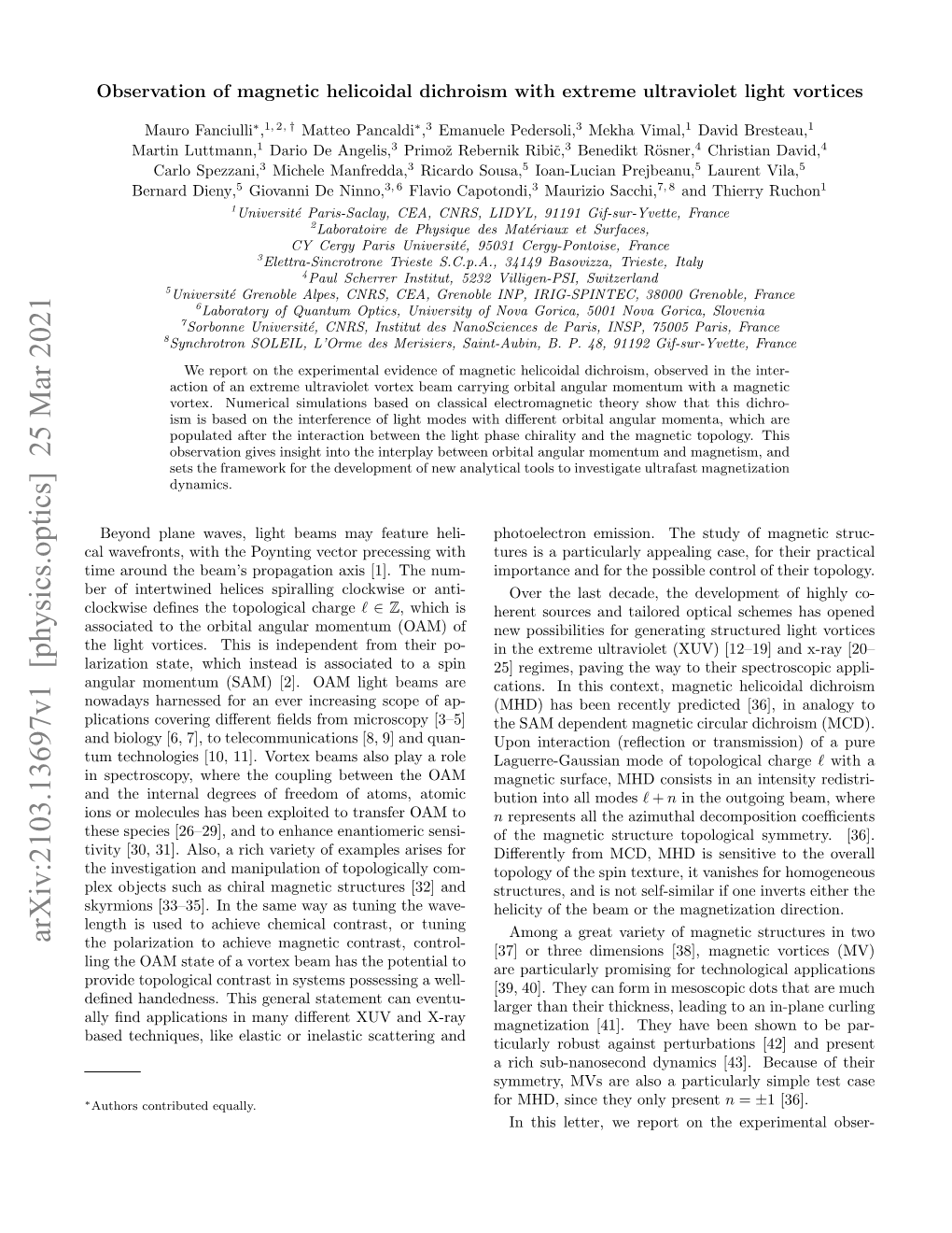 Observation of Magnetic Helicoidal Dichroism with Extreme Ultraviolet Light Vortices