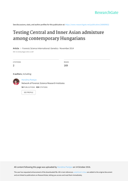 Testing Central and Inner Asian Admixture Among Contemporary Hungarians