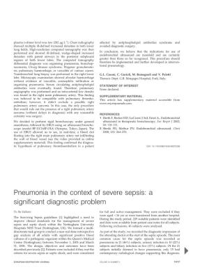 Pneumonia in the Context of Severe Sepsis: a Significant Diagnostic Problem