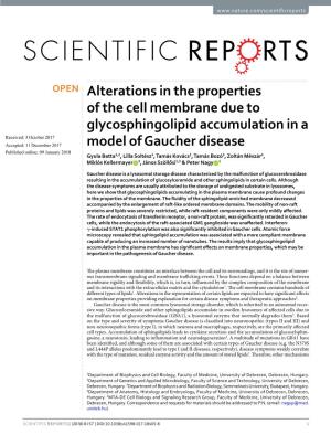 Alterations in the Properties of the Cell Membrane Due to Glycosphingolipid
