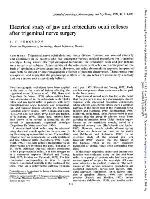 Electrical Study Ofjaw and Orbicularis Oculi Reflexes After Trigeminal Nerve