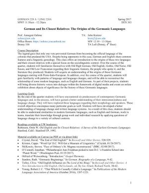 German and Its Closest Relatives: the Origins of the Germanic Languages