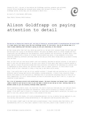 Alison Goldfrapp on Paying Attention to Detail