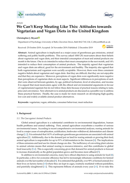 We Can't Keep Meating Like This: Attitudes Towards Vegetarian and Vegan Diets in the United Kingdom