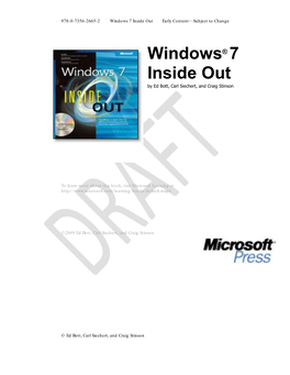 Windows 7 Inside out Early Content Subject to Change