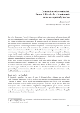 Continuità E Discontinuità. Roma, Il Gianicolo E Monteverde Come Caso Paradigmatico