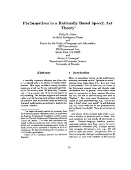 Performatives in a Rationally Based Speech Act Theory*