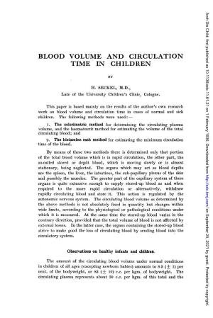 Blood Volume and Circulation Time in Children