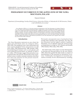Permafrost Occurrence in the Alpine Zone of the Tatra Mountains, Poland