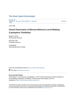 Solvent Deactivation of Mimosa Webworm Larval Webbing (Lepidoptera: Plutellidae)