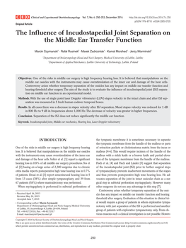 The Influence of Incudostapedial Joint Separation on the Middle Ear Transfer Function