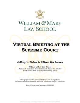 Virtual Briefing at the Supreme Court