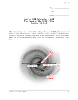 Astron 104 Laboratory #11 the Scale of the Milky Way Section 14.1–14.3