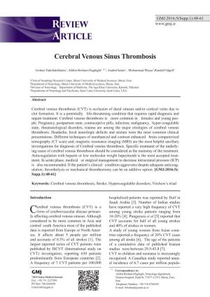Cerebral Venous Sinus Thrombosis Yadollahikhales G GMJ.2016;5(Supp.1):48-61