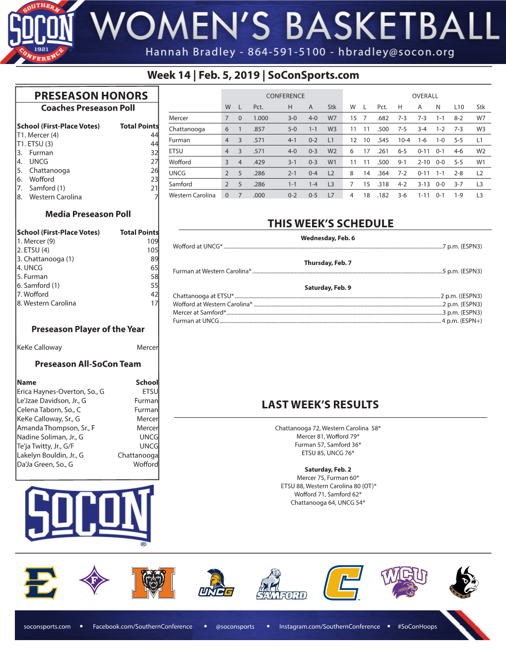 Week 14 | Feb. 5, 2019 | Soconsports.Com THIS