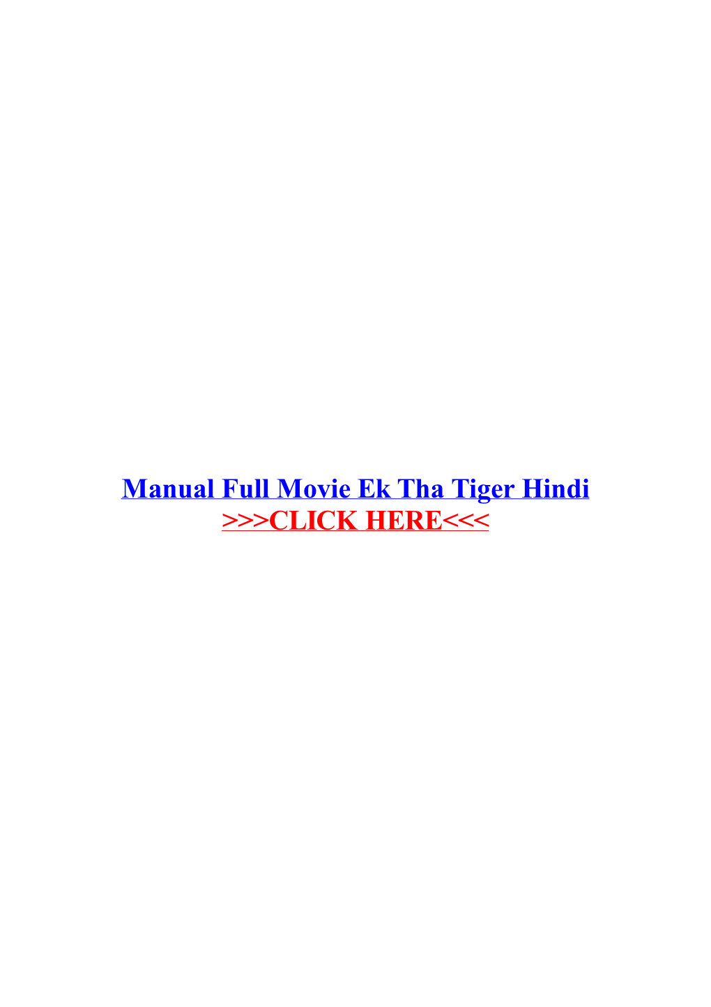 Manual Full Movie Ek Tha Tiger Hindi