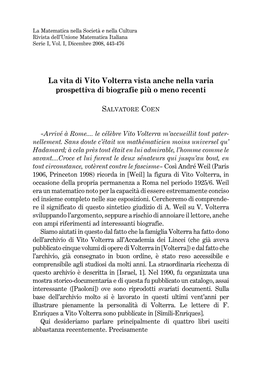 La Vita Di Vito Volterra Vista Anche Nella Varia Prospettiva Di Biografie Piuá O Meno Recenti