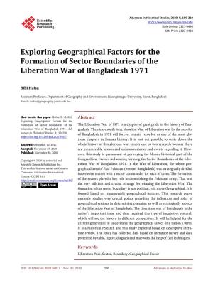 Exploring Geographical Factors for the Formation of Sector Boundaries of the Liberation War of Bangladesh 1971