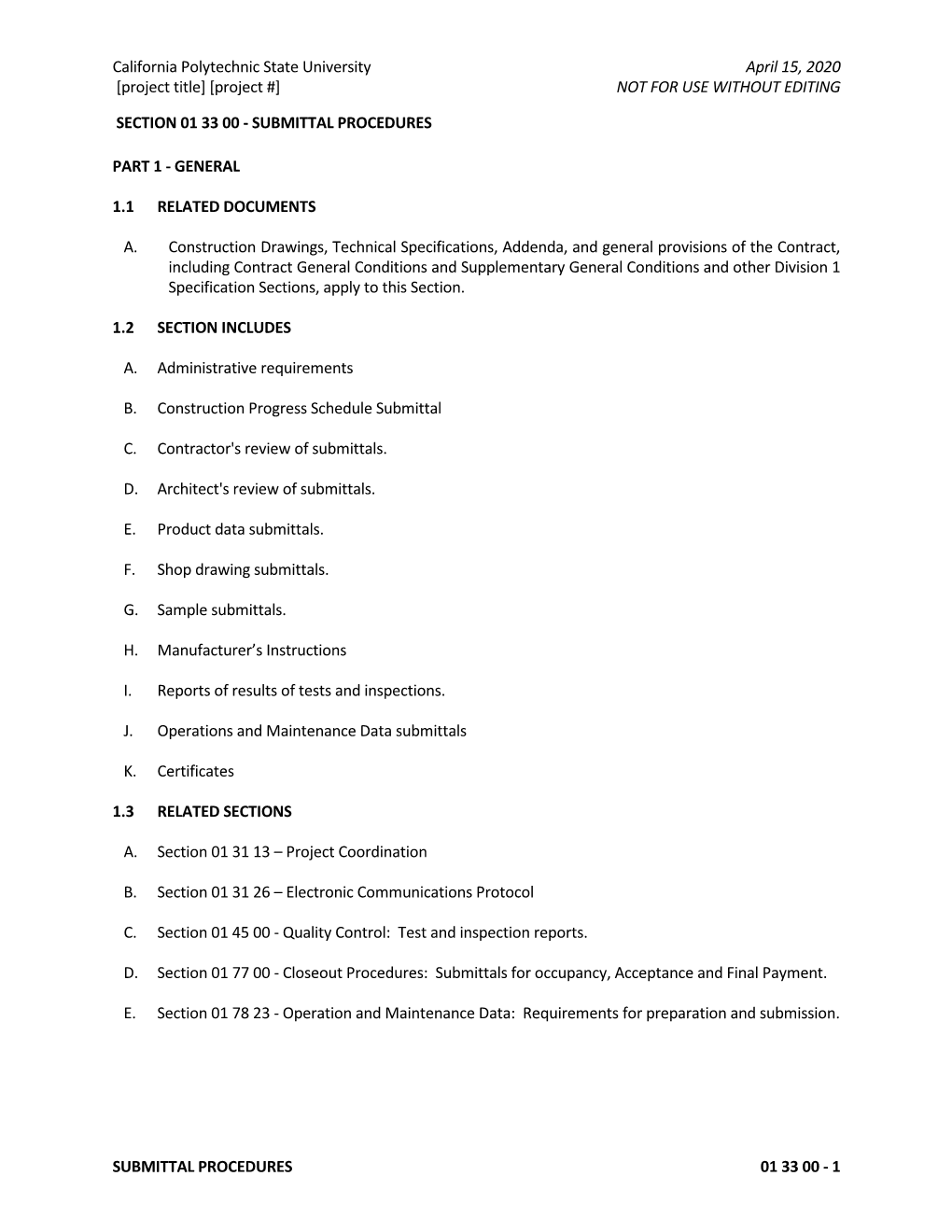 01-33-00 Submittal Procedures