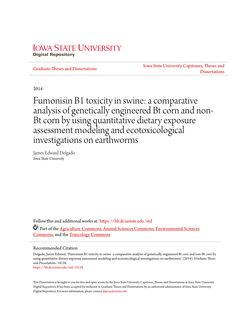 Fumonisin B1 Toxicity in Swine