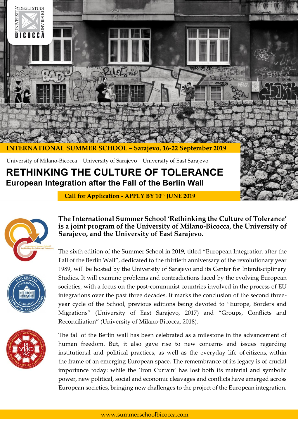 RETHINKING the CULTURE of TOLERANCE European Integration After the Fall of the Berlin Wall