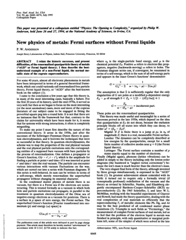 New Physics of Metals: Fermi Surfaces Without Fermi Liquids P