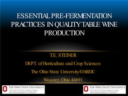 Essential Pre-Fermentation Practices in Quality Table Wine Production