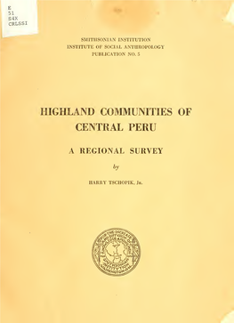 Highland Communities of Central Peru: a Regional Survey