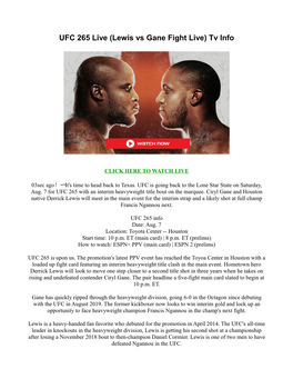 UFC 265 Live (Lewis Vs Gane Fight Live) Tv Info