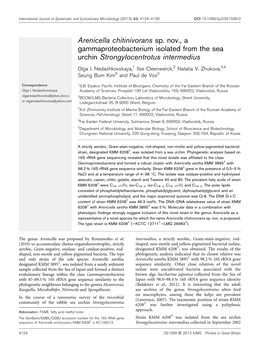 Arenicella Chitinivorans Sp. Nov., a Gammaproteobacterium Isolated from the Sea Urchin Strongylocentrotus Intermedius