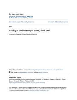 Catalog of the University of Maine, 1906-1907