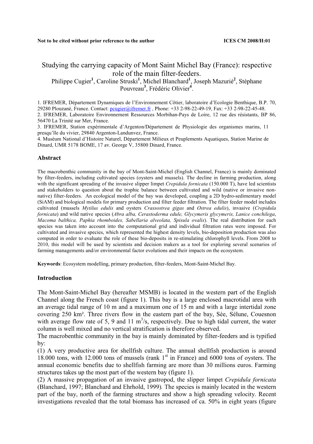 France): Respective Role of the Main Filter-Feeders