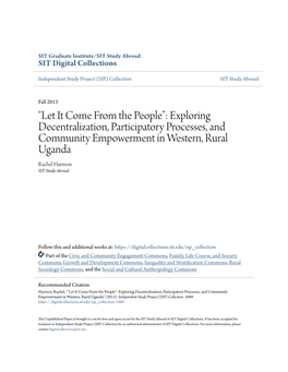 Let It Come from the Peopleâ•Š: Exploring Decentralization, Participatory Processes, and Community Empowerment in West