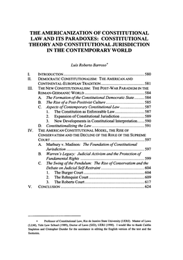 The Americanization of Constitutional Law and Its Paradoxes: Constitutional Theory and Constitutional Jurisdiction in the Contemporary World