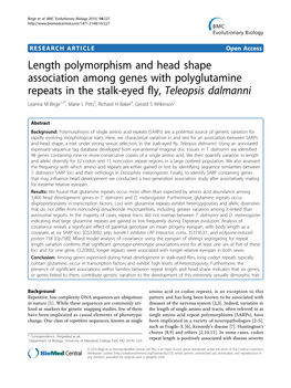 Length Polymorphism and Head Shape Association Among Genes