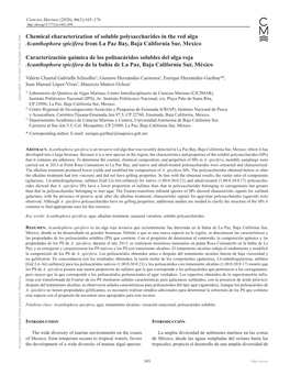 Chemical Characterization of Soluble Polysaccharides in the Red Alga Acanthophora Spicifera from La Paz Bay, Baja California Sur, Mexico