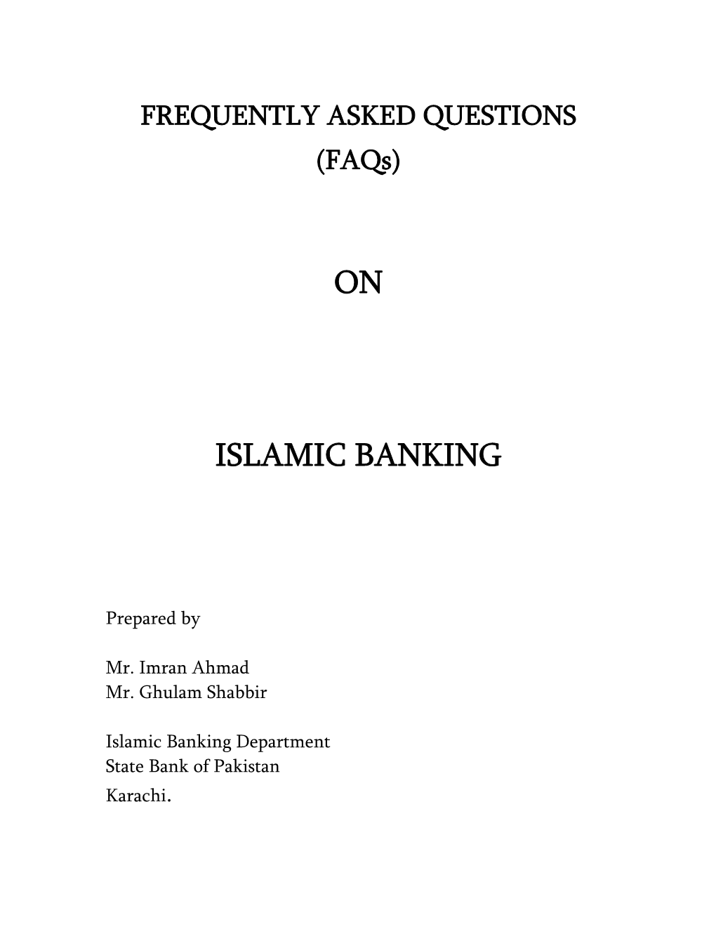 On Islamic Banking